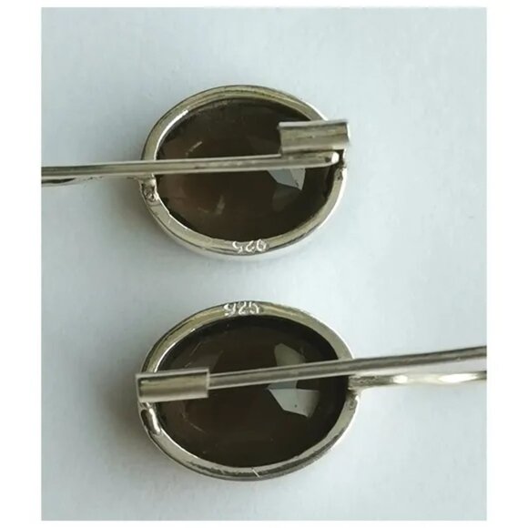 Smokey Topaz Smoky Quartz drop earrings in Sterling Silver - Picture 3 of 7